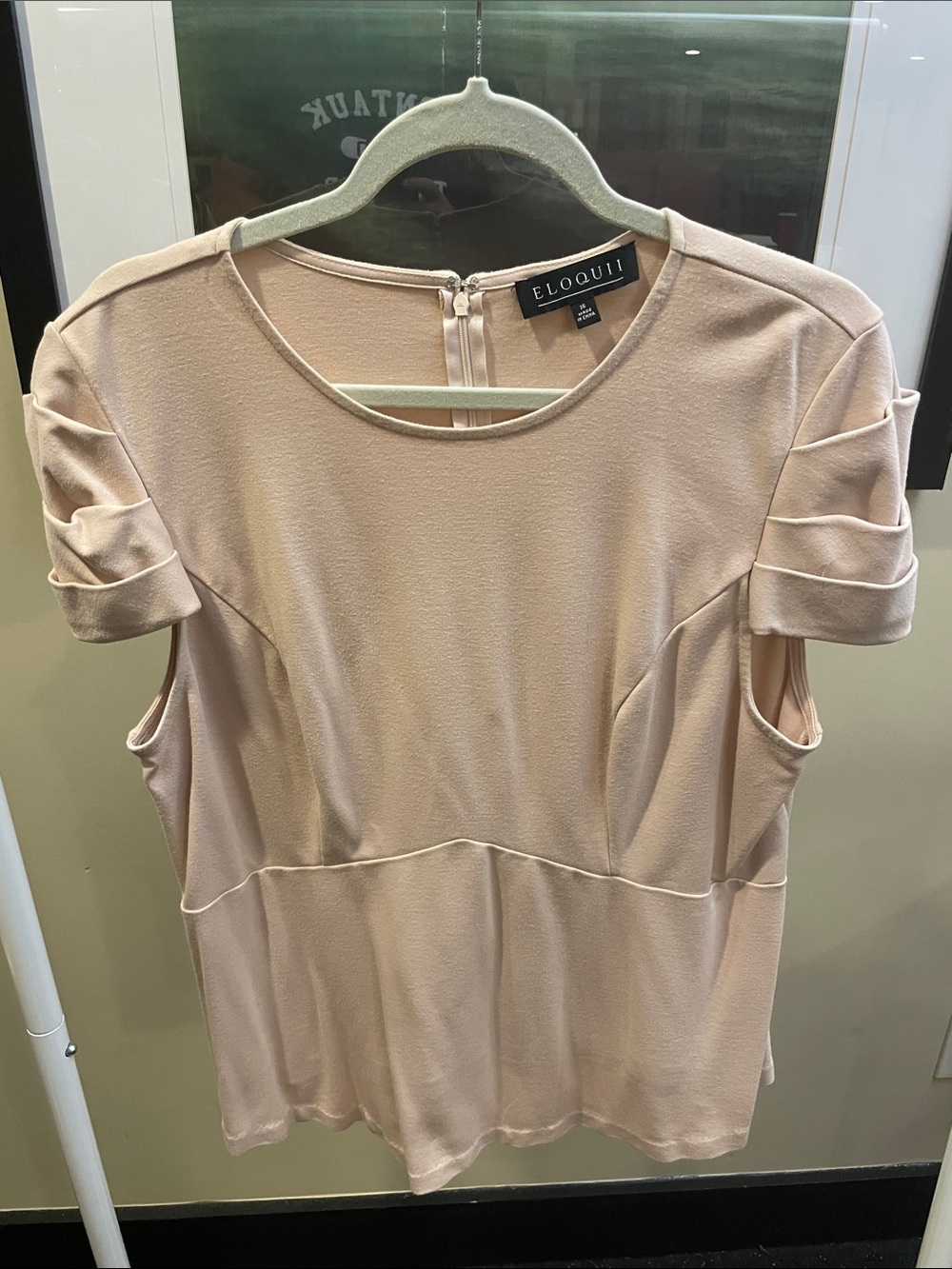 Eloquii 16. Soft Blush Short Sleeve Peplum Top